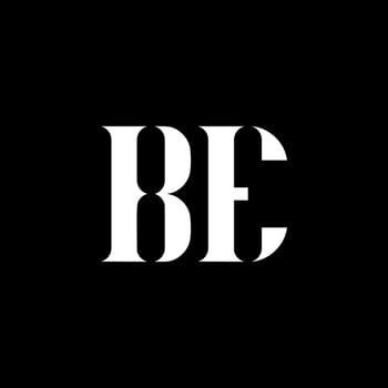 BE B E letter logo design. Initial letter BE uppercase monogram logo white color. BE logo, B E design. BE, B E vector
