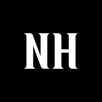 NH N H letter logo design. Initial letter NH uppercase monogram logo white color. NH logo, N H design. NH, N H vector