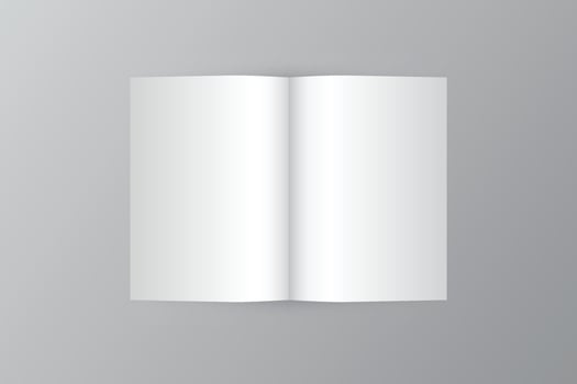A4 brochure mock up. A3 half-fold blank template design. One fold flyer with copy space, 3d vector illustration.