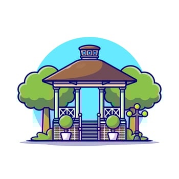 City Park Gazebo Cartoon Vector Icon Illustration. Building  Outdoor Icon Concept Isolated Premium Vector. Flat Cartoon  Style