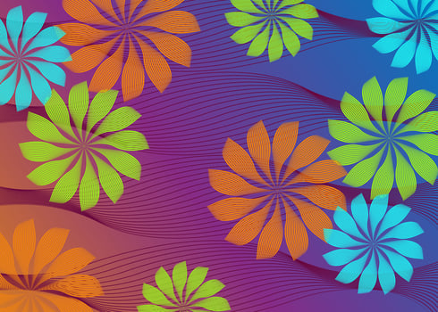African Wax Print fabric, Ethnic handmade ornament for your design, colorful Afro flowers tribal motifs, wave geometric elements. Vector texture, Africa wavy striped textile Ankara fashion style
