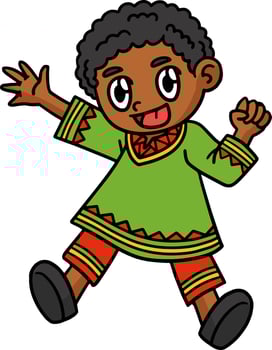 Kwanzaa Child Playing Cartoon Colored Clipart vector
