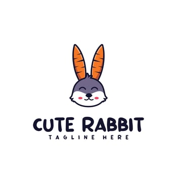 Rabbit and carrot logo design illustration for company and community logo vector
