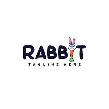 Rabbit and carrot logo design illustration for company and community logo vector