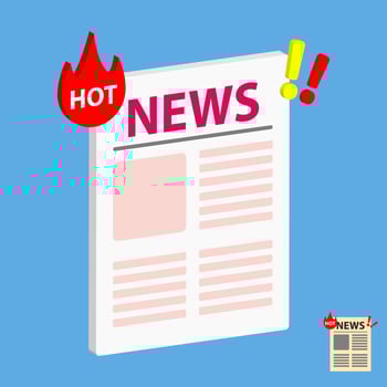 newspaper and fire 3d icon illustration hot news concept vector