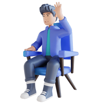 3D illustration man sitting and waving png
