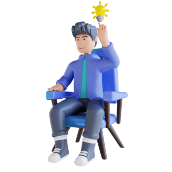 3D illustration men sit and get ideas png