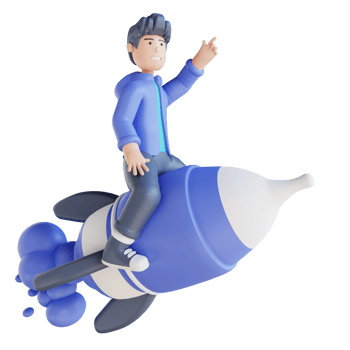 3D illustration start up sitting on a rocket png