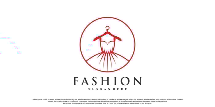 Fashion logo design with dress fashion Premium Vector