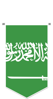 Saudi Arabia flag in soccer pennant, various shape. png
