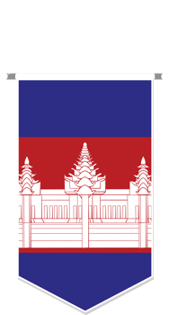 Cambodia flag in soccer pennant, various shape. png