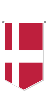 Denmark flag in soccer pennant, various shape. png