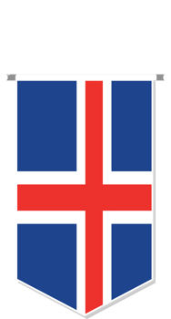 Iceland flag in soccer pennant, various shape. png