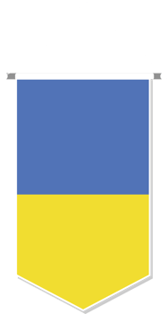 Ukraine flag in soccer pennant, various shape. png