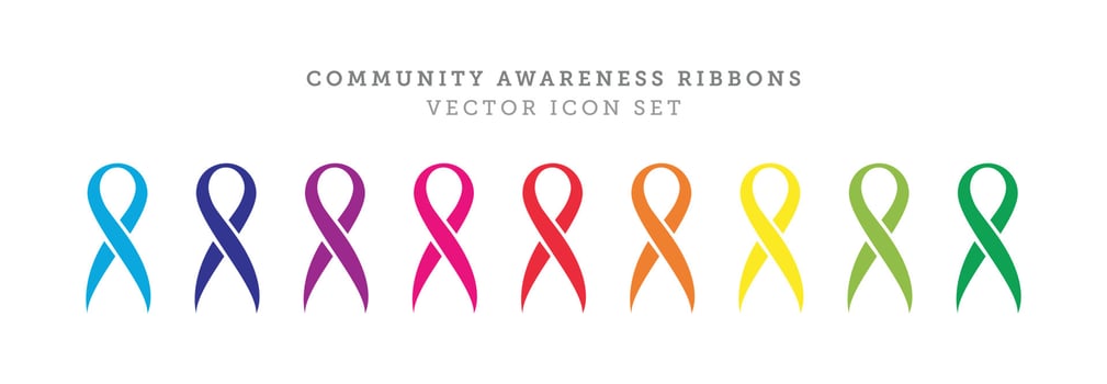 Ribbon Rainbow Awareness Colors Vector Icon Set