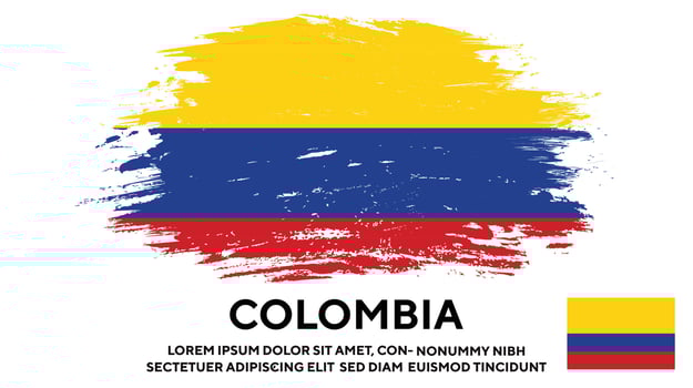 New distressed grunge texture Colombia colorful flag design vector