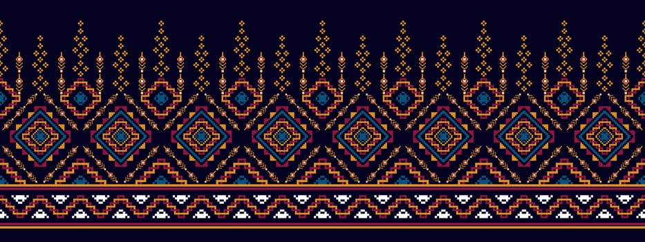 Ikat ethnic seamless pattern home decoration design. Aztec fabric carpet boho mandalas textile decor wallpaper. Tribal native motif folk traditional embroidery vector illustrations background