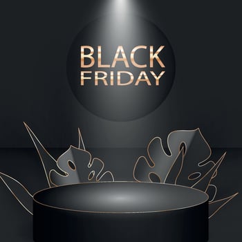 Black Friday Sale banner with podium vector
