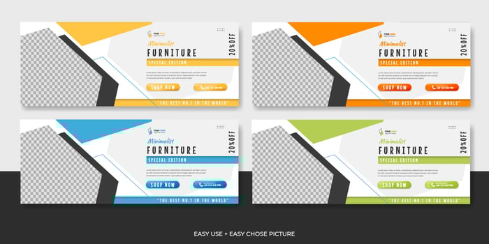 Modern furniture web banner template design vector
