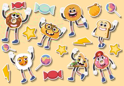 Food and dessert cartoon seamless pattern vector