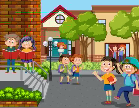 Happy children at school vector