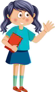 Student girl cartoon character vector