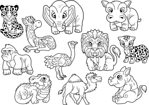 cute african animals vector