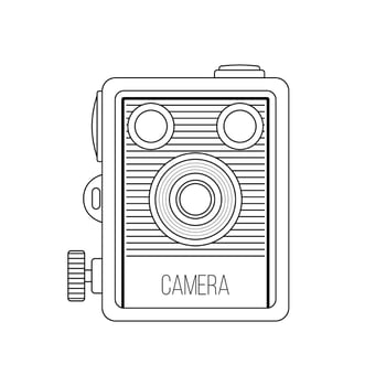 Vintage Camera Outline Icon Illustration on White Background vector