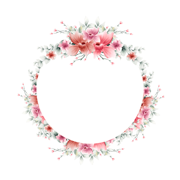 Wreaths of watercolor flowers png