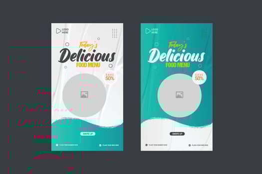 Delicious burger and food menu social media post story promotion banner template vector
