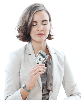 Businesswoman in white suit hand holding Credit card and happy for pay about shopping time png