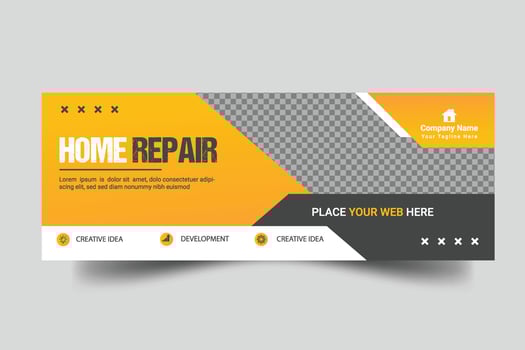 Construction and house renovation services cover web banner and social media post  design template vector