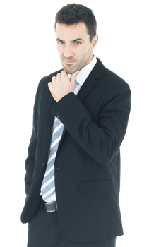 Handsome and smart businessman in black suit isolated on white background. Business and Finance concept. Copy Space png