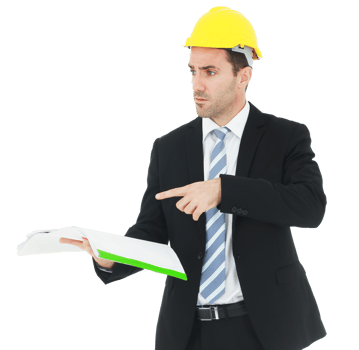 Handsome and smart engineer in black suit Wearing a yellow safety engineering hat with hand holding Construction drawing papers and serious in work isolated on yellow background. png