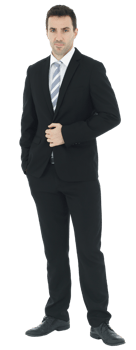 Handsome and smart businessman in black suit isolated on white background. Copy Space png
