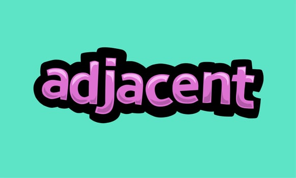 ADJACENT writing vector design on a blue background