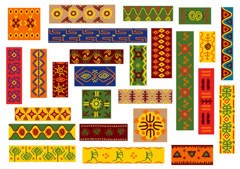 African ethnic ornaments and national patterns vector
