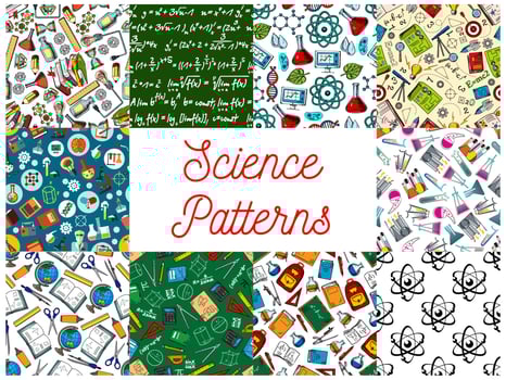Science and education seamless patterns set vector