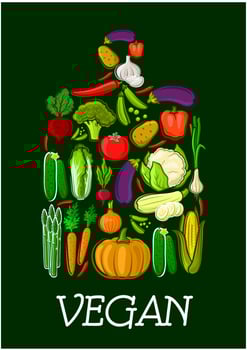 Vegan healthy vegetables cutting board icon vector