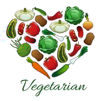 I love vegetarian heart shape emblem vector