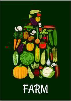 Farm vegetables emblem in shape of cutting board vector
