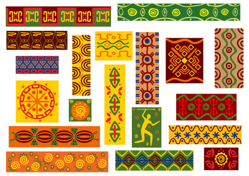 African tribal ornaments set with ethnic patterns vector