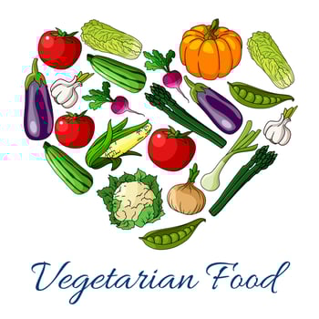 Vegetarian food poster with vegetables vector