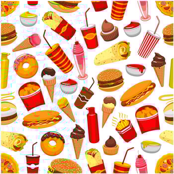 Fast food meal seamless pattern vector