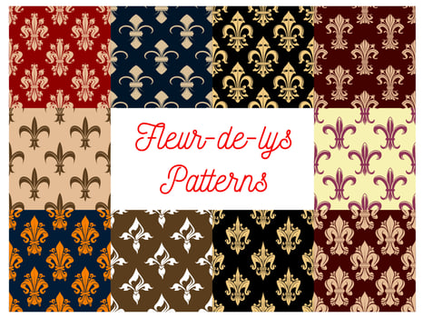 Royal flower fleur-de-lis ornament patterns set vector