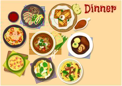 Healthy dinner icon for cafe menu design vector