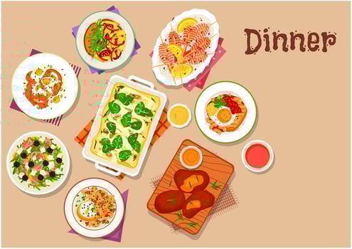 Dinner menu icon for healthy food design vector