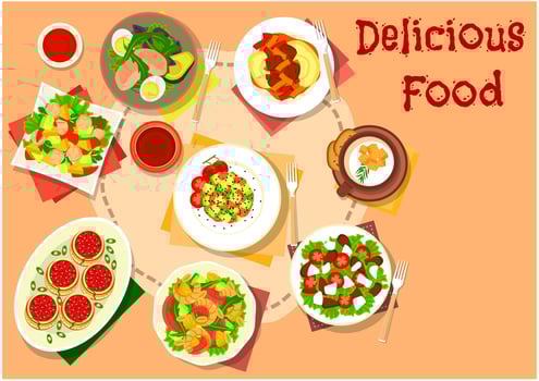 Snack, salad dishes icon for healthy food design vector
