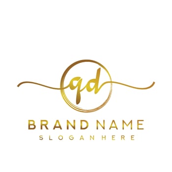 Initial QD handwriting logo with circle hand drawn template vector
