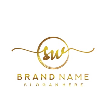 Initial SW handwriting logo with circle hand drawn template vector